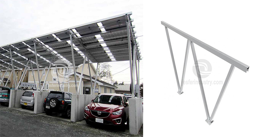 dessin de la structure de montage du panneau solaire pour abri d'auto de garage